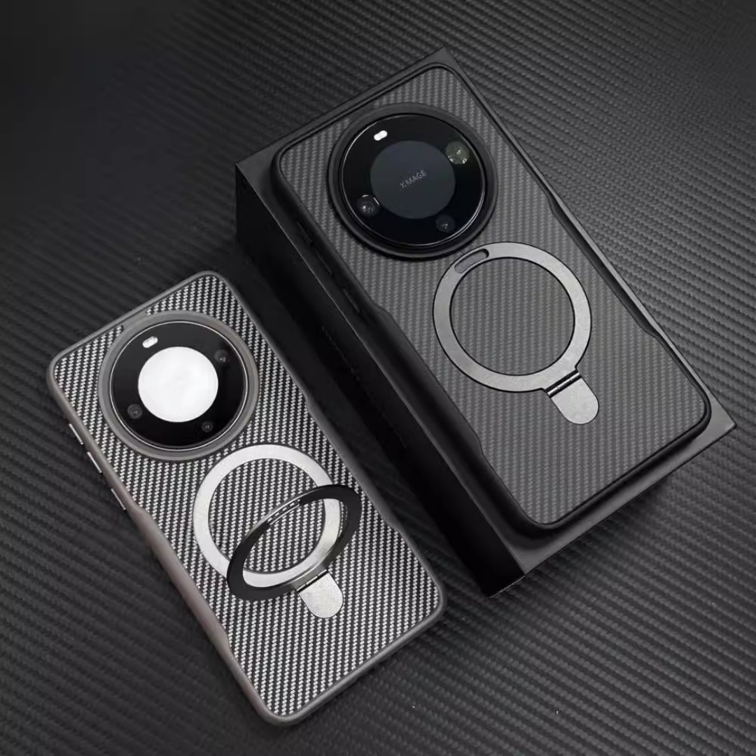 小蛮腰磁吸【凯夫拉纹】适用华为Mate70pro手机壳新款带支架mate60碳纤维纹软边防摔套pura70pro+全包防指纹