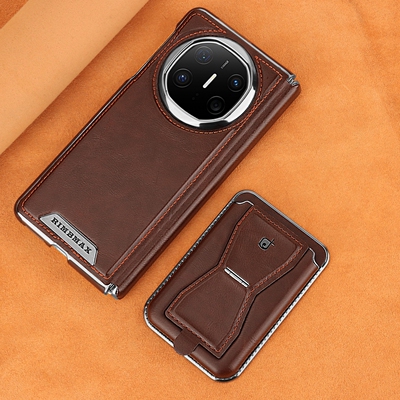 高档磁吸插卡卡包支架全包皮革壳