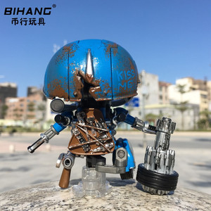 威将黑苹果小钢帽Q版变形玩具金刚小灵通战损小摩托带地台可变形
