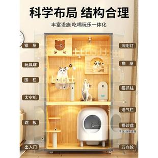 猫别墅猫舍猫屋 贵佳木制笼宠物店带家猫轮柜 用猫室内实木多层猫
