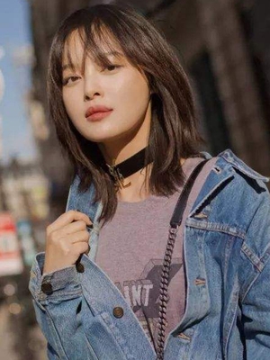 双递针辛芷蕾发型真发假发女锁骨发中长直发空齐刘海