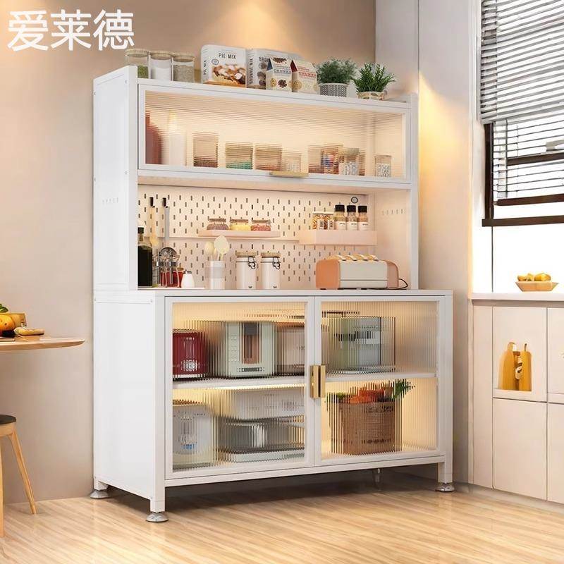 爱莱德厨房餐边  柜  钢制落地多层多功能收纳微波炉储物碗  柜  双开门带门  柜  子  垫垫