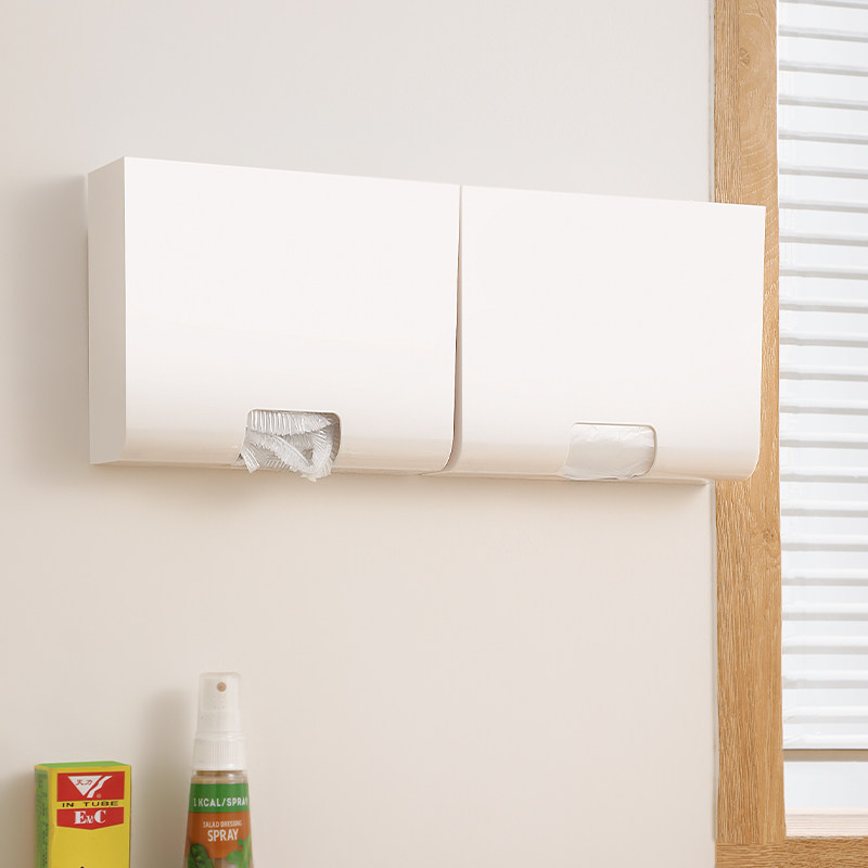 一次性保鲜膜套罩收纳盒家用厨房壁挂抽取式过滤网手套整理储物盒