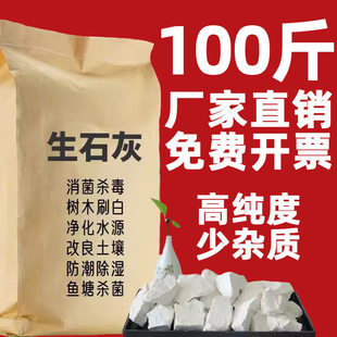 100斤生石灰粉杀虫种菜消毒杀菌高纯度蔬菜地专用鱼塘农用石灰块