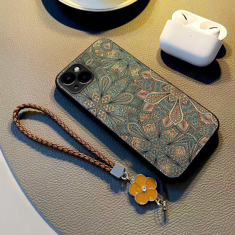 复古花纹苹果17pro手机壳潮牌