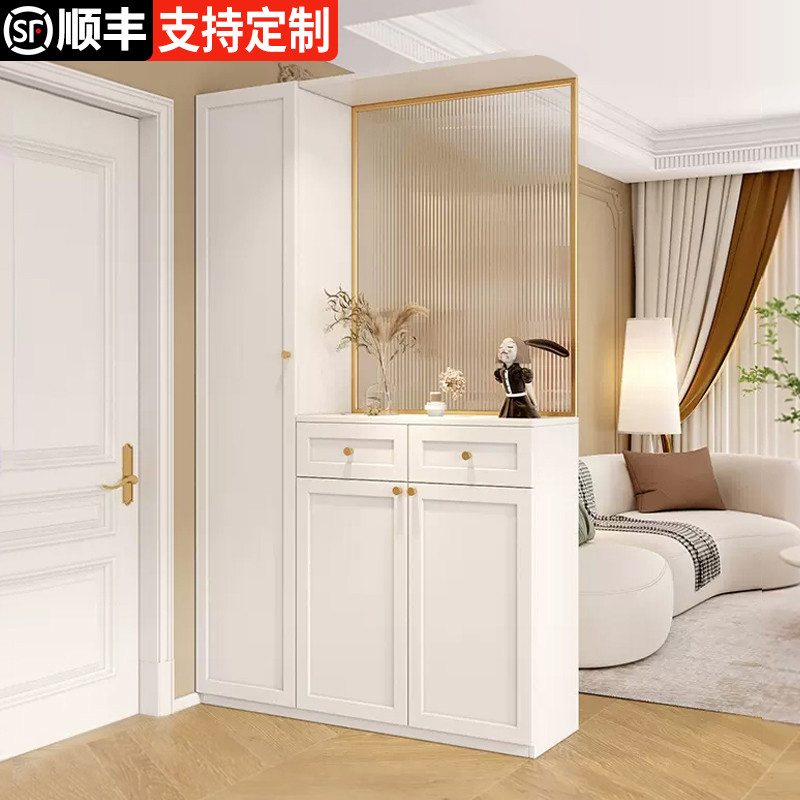 入户玄关隔断柜现代简约鞋柜一体大容量家用门口实木客厅屏风柜
