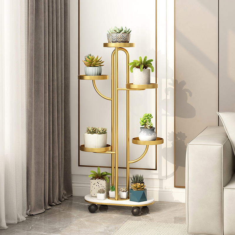 客厅轻奢高级感花架家用多层落地式阳台置物架铁艺多肉植物摆放架