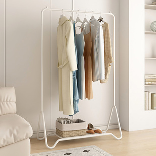 速立普奶油风简易客厅挂衣架室内铁艺晾衣架子家用卧室落地衣帽架