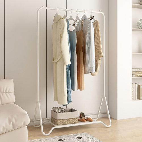 速立普家用铁艺奶油风落地衣帽架