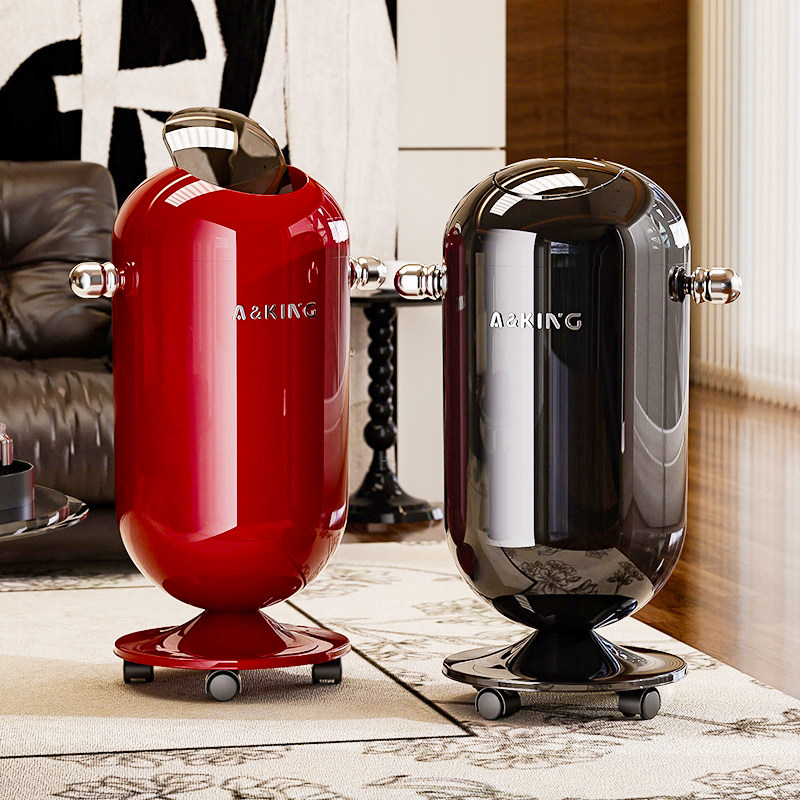 家用客厅垃圾桶2026新款轻奢高档卧室高颜值大容量可移动翻盖纸篓