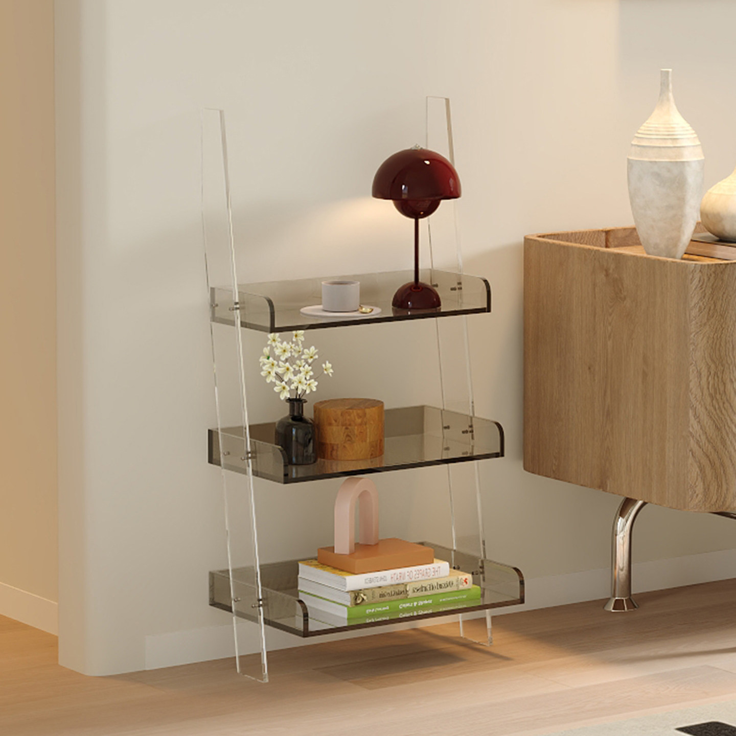 亚克力透明置物架客厅高级感展示架多层落地书报架网红书刊杂志架