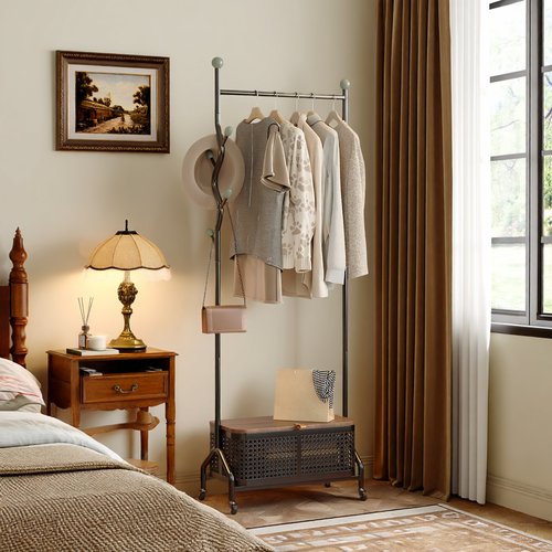 速立普中古风家用铁艺落地挂衣架