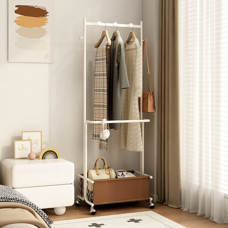 速立普奶油风卧室衣服移动挂衣架
