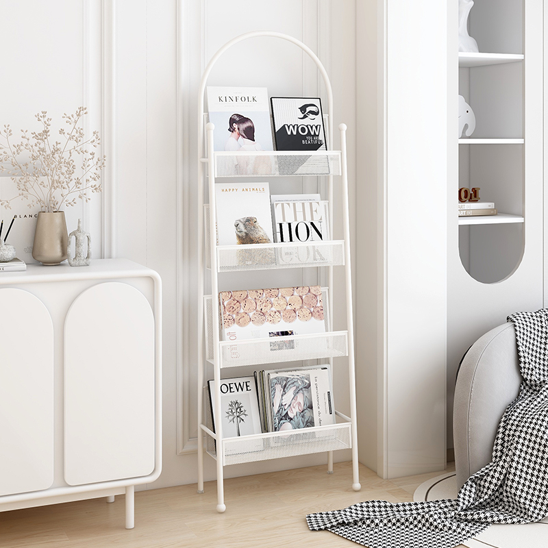拱形书架杂志收纳置物架客厅靠墙落地书报架多层简易书刊展示架子