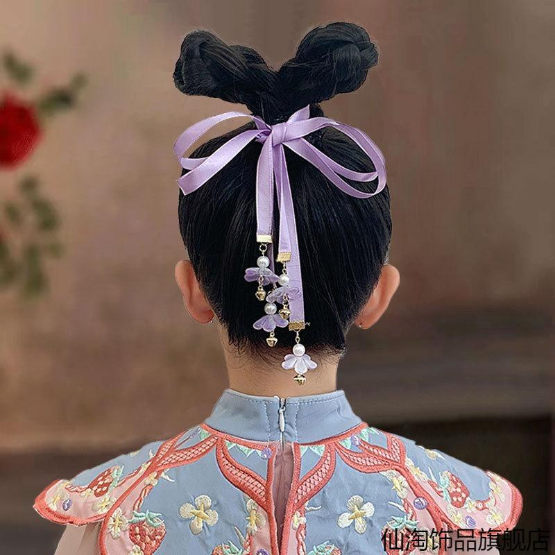 儿童汉服头饰女中国风绑发发带古风铃铛飘带发圈古装发饰女童头绳