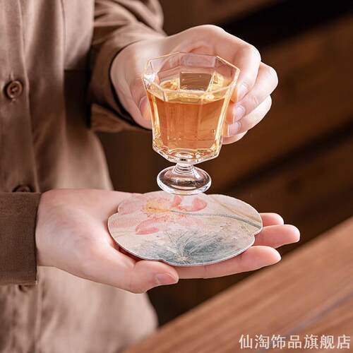 复古工笔玉兰荷花异形隔热垫防水