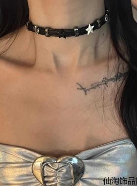 choker叠戴黑色星星项链女小众高级感锁骨链甜酷颈链饰品2025年新