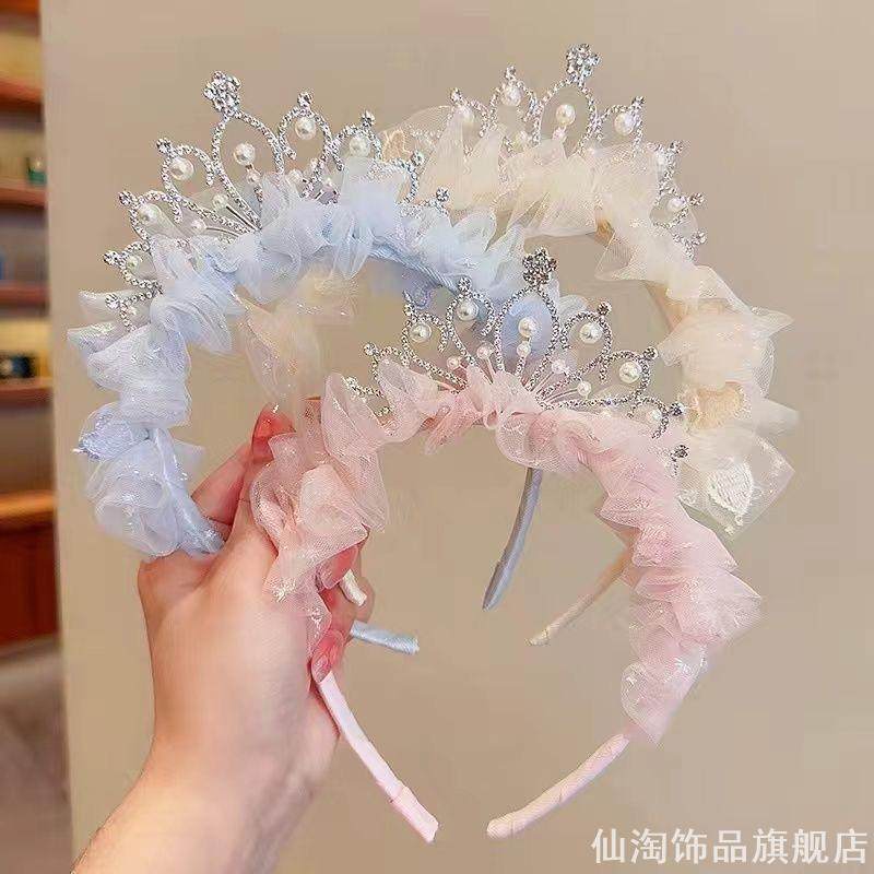 皇冠头饰女儿童超仙网纱公主发卡