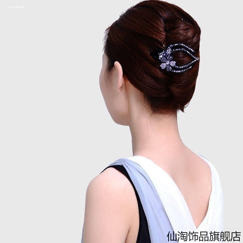 桃心鸭嘴发夹头饰妈妈后脑勺盘发鸭嘴夹水钻夹子发饰发卡小号抓夹