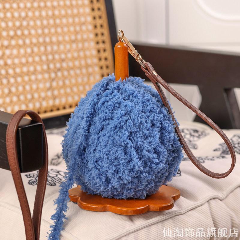 复古花朵毛线放线架防滑底盘手提皮绳手工diy钩针线材收纳架子
