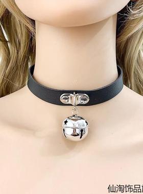 脖子大小铃铛项圈女choker圣诞节粗项链颈环颈带红色颈链