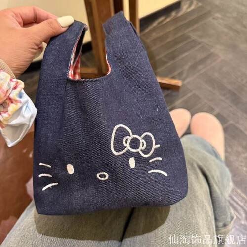 简约手工布艺牛仔布袋DIY成品