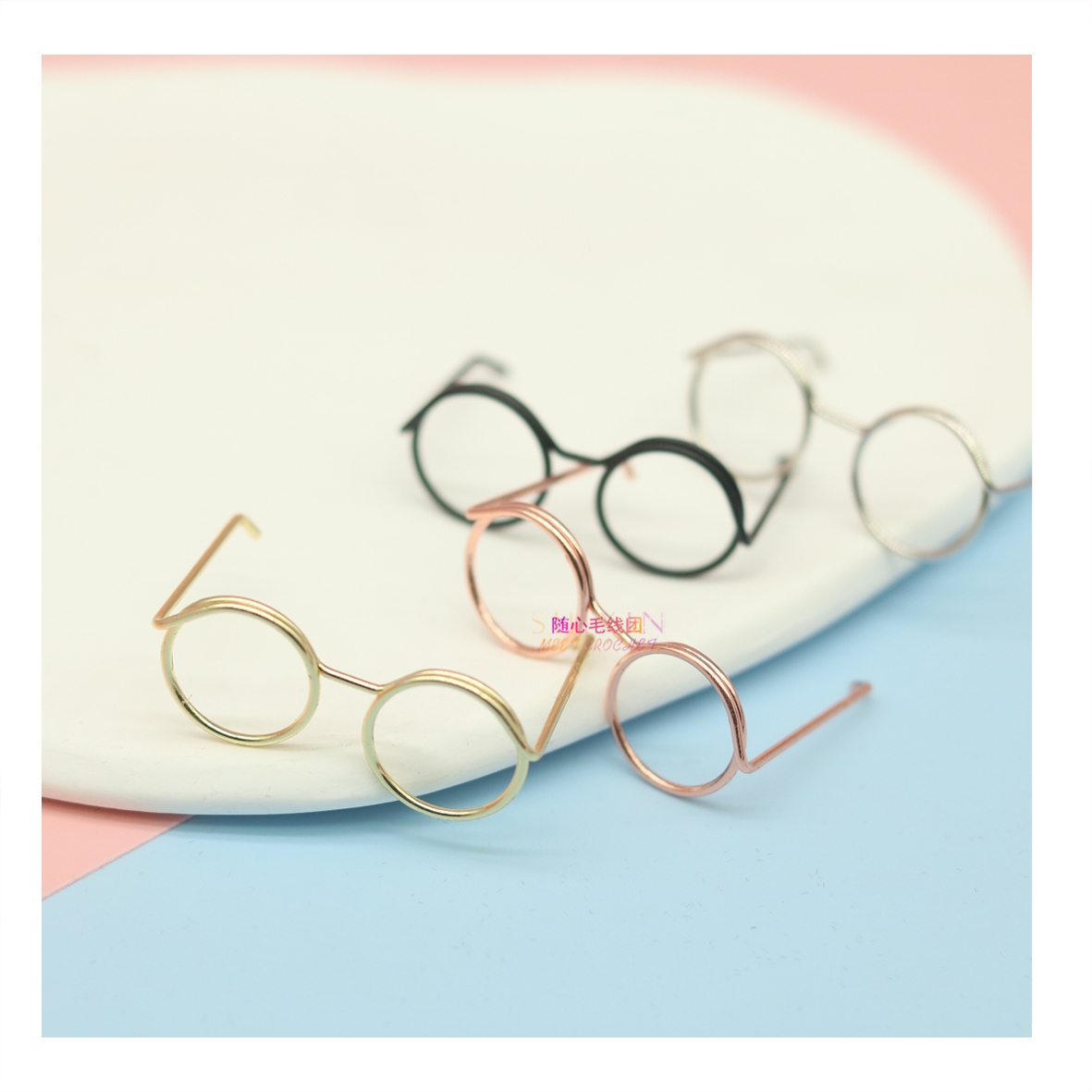 无属性圆框金属眼镜迷糊娃娃边框公仔眼镜眼镜框饰品配件配饰公分