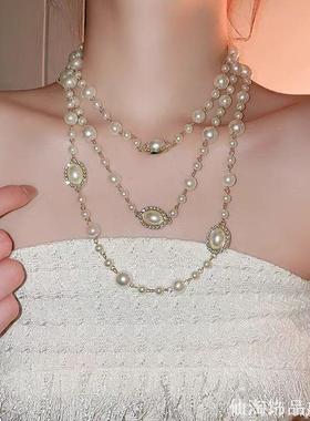 旗袍项链仿珍珠秋冬叠戴高级感