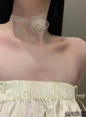 性感优雅黑蕾丝黑色复古玫瑰花项圈锁骨链choker脖子约会配饰