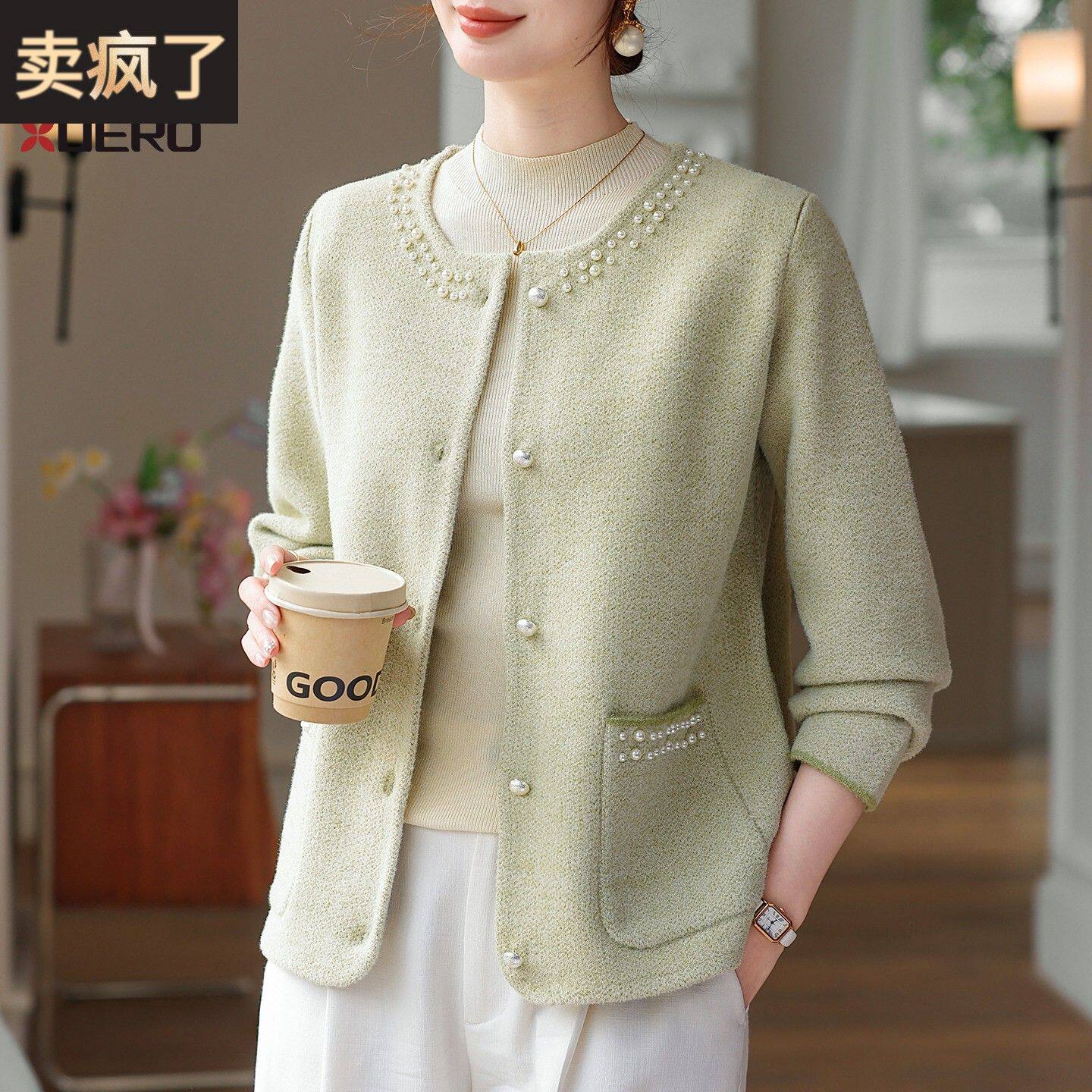 妈妈早春针织外套短款中老年女装春装小香风开衫夹克上衣2026新款