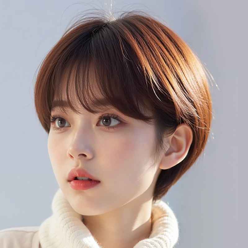 假发全头套女真人发丝时尚短发自然减龄女士真发短款波波头假发套