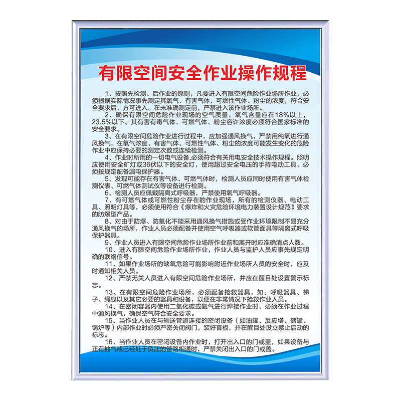 KT板上墙制度墙贴有限空间标识