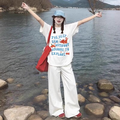 白色短袖纯棉半袖t恤女2025新款爆款体恤小众设计感夏季宽松上衣