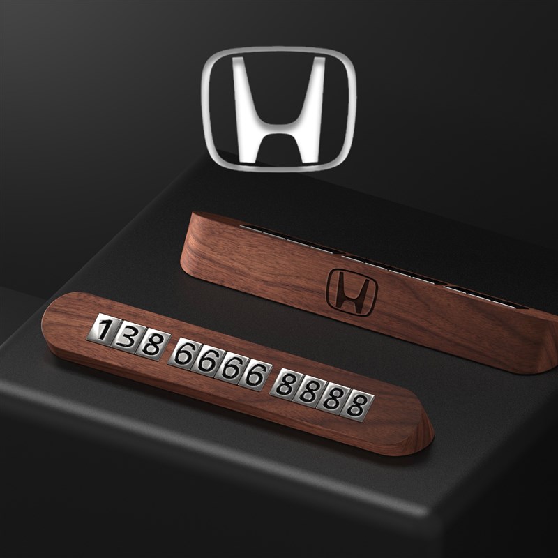 黑胡桃木质 临时停车号码牌 电话挪车牌汽车R摆件简约车载移车卡