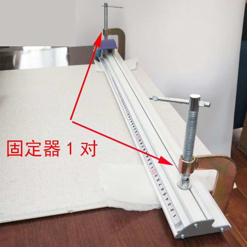 滑动裁切尺广告KT板皮革宣纸切割尺刀美工直尺护手防滑铝合金刀尺
