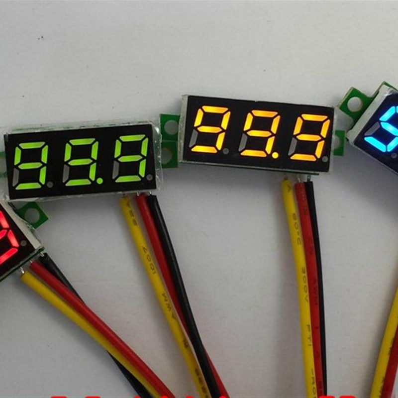 0.28寸小体积数字直流电压表头 数显可调三线DC0-100V 电瓶电压表