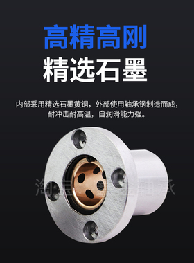 外钢内铜石墨圆法兰直线轴承LMF12/16/20/25/30/35/40/50/60L加长