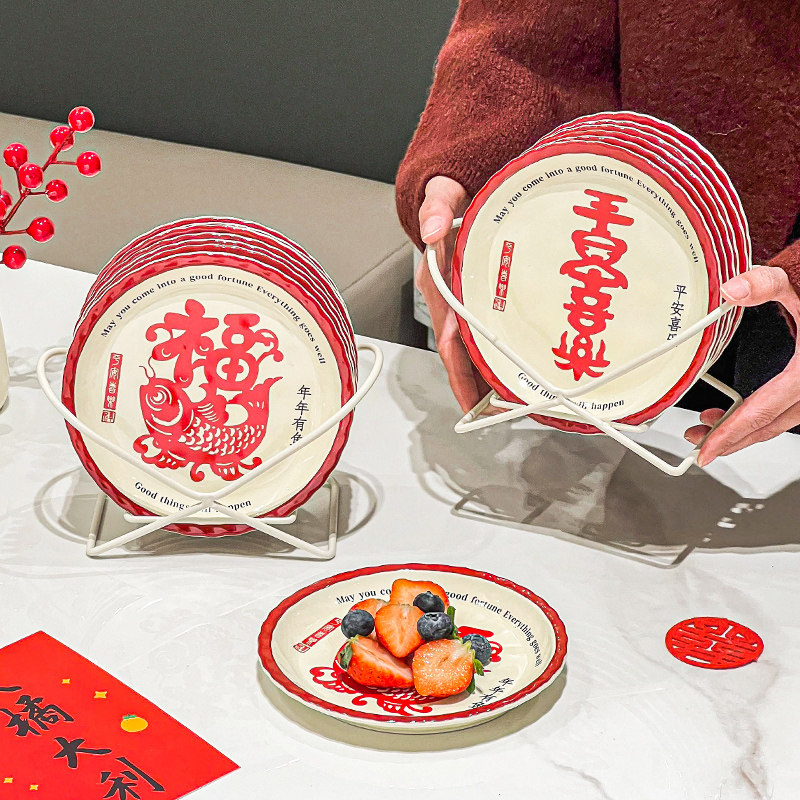 创意吐骨碟陶瓷骨碟盘家用高档新年年夜饭餐桌残渣垃圾盘2025新款