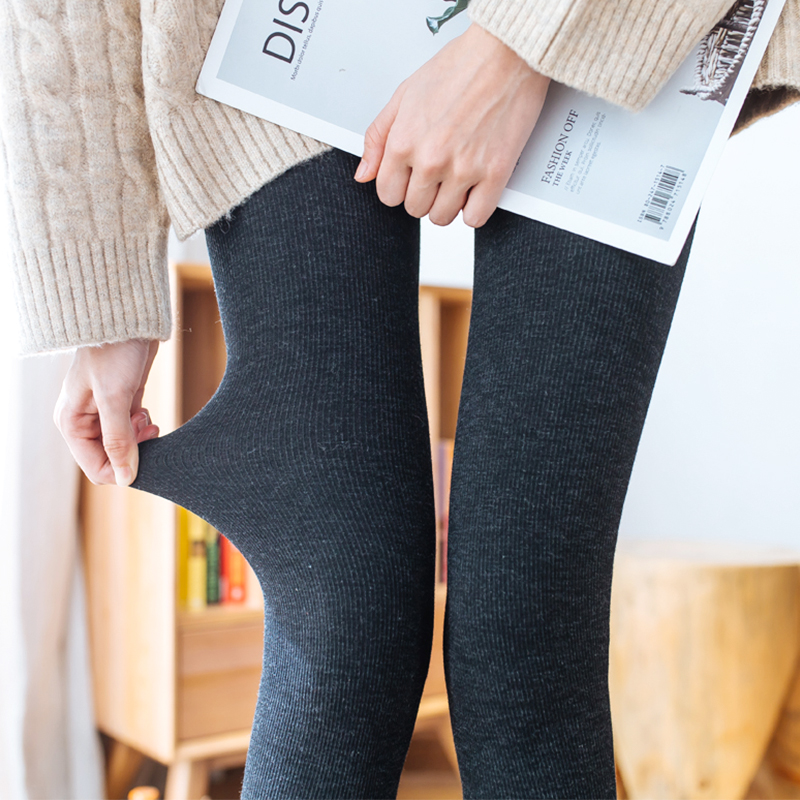 【一条过冬】棉加厚绒竖条打底裤