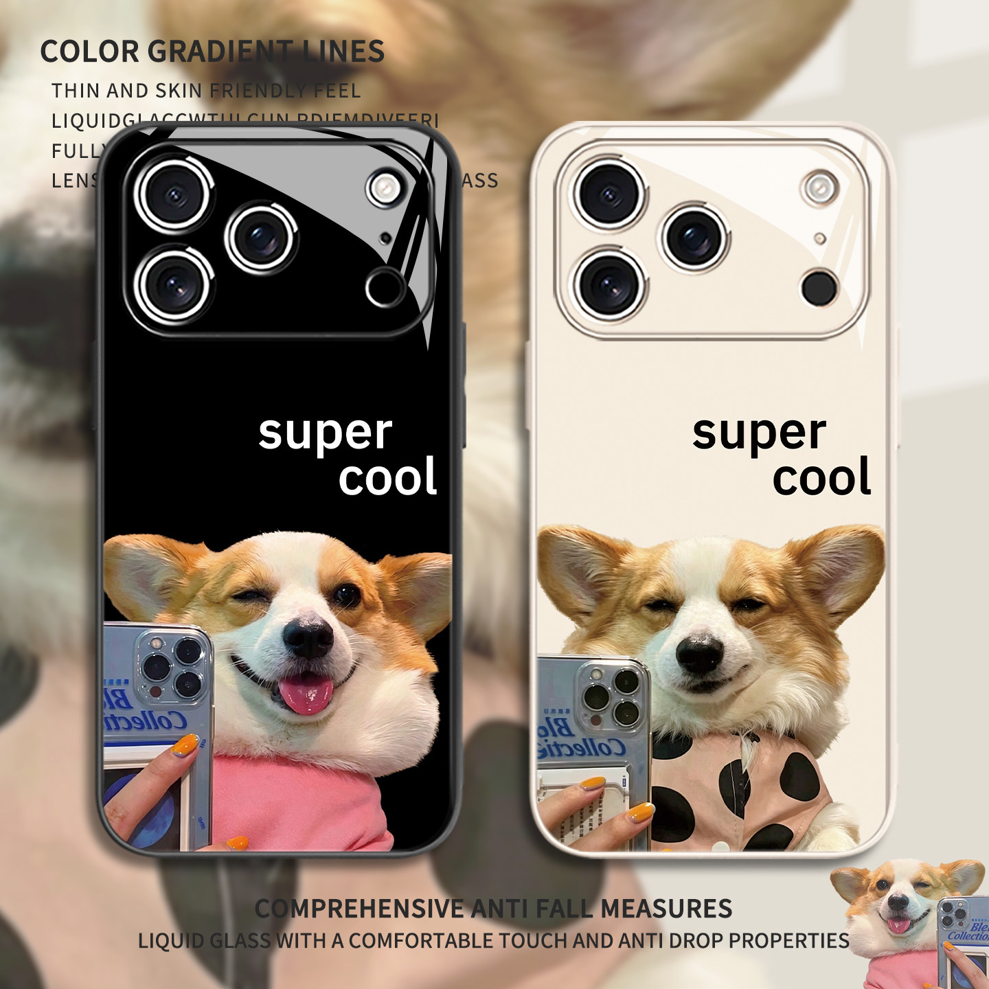 自拍小狗适用苹果17promax手机壳15pro柯基16plus可爱iphone14情侣13mini趣味12萌宠ip11新款xsmax玻璃xr/8/7