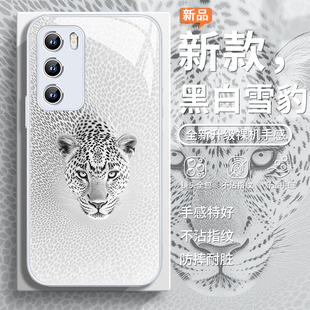 适用vivos30promini手机壳黑白雪豹小米15高级感opporeno14小众x200艺术x100暴富iqoo13豹纹12 11玻璃findx8s