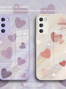 适用华为p50手机壳幸运笑脸mate40pro新款荣耀80爱心mt50/30女款p40/p30夏天nova10清新70se女款9玻璃8/7/6/5