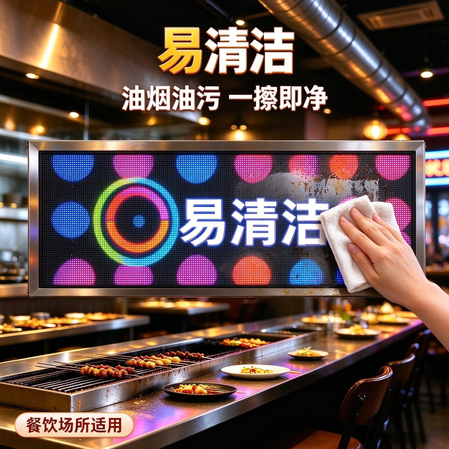 LED GOB显示屏高清室内酒吧商场不锈钢全彩防水电子GOB膜条形屏