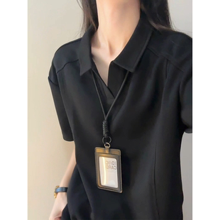 美式重磅正肩polo衫男款夏季新款痞帅高级感拼接短袖T恤半袖上衣