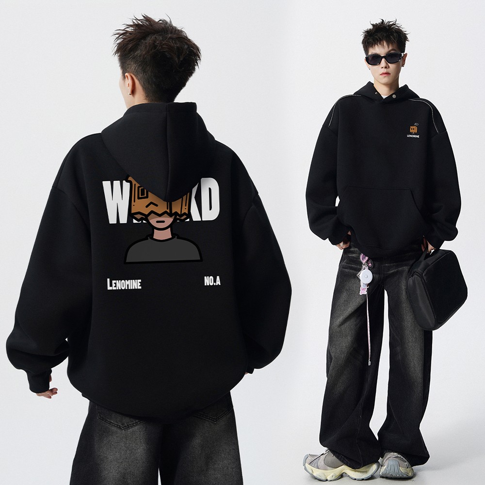 美式潮牌印花重磅连帽卫衣