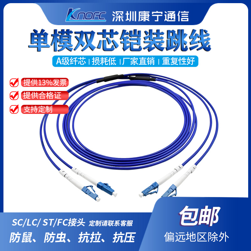 单模双芯防鼠咬铠装光纤跳线
