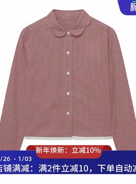 现货衬衫2026春季新款娃娃领格子棉质上衣女3K1CB12