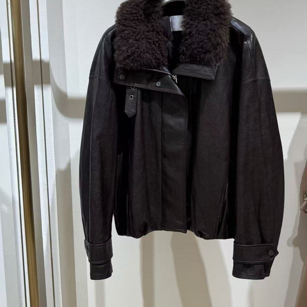 秋冬PU皮草毛领显瘦女款羽绒服