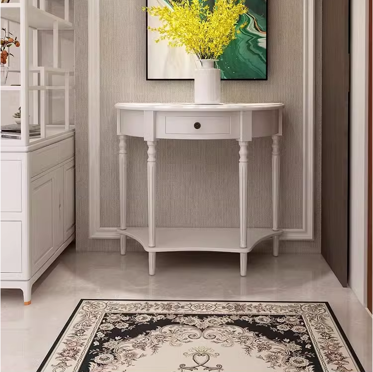 代唯优品 美式实木半圆玄关桌子小条案窄条几走廊过道边桌靠墙