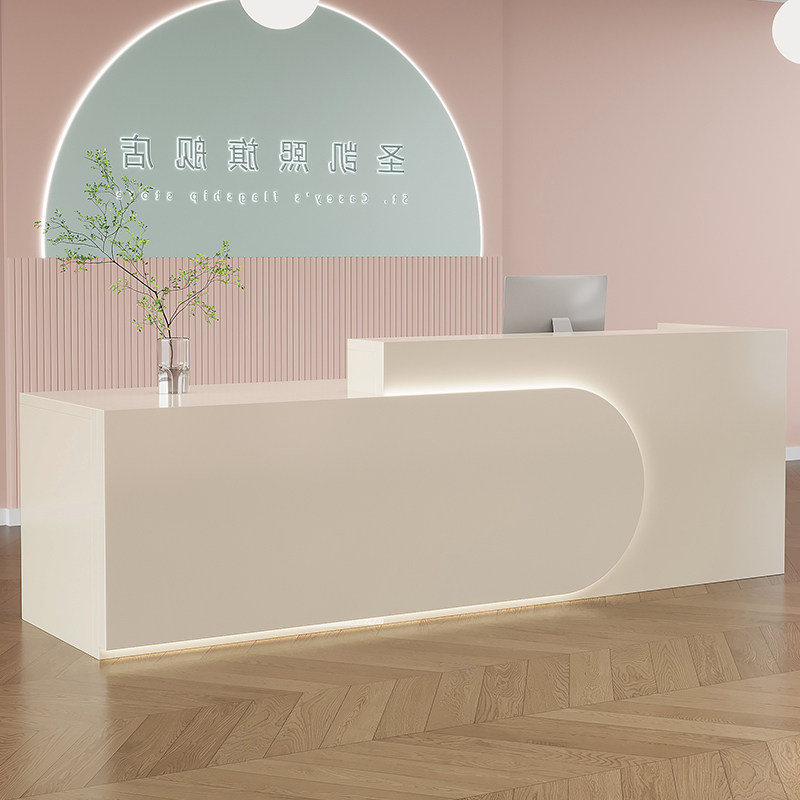 吧台收银柜台美容院前台接待台店铺小型收银柜免漆展示台美发店柜